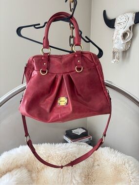 Jimmy Choo Burgundy Leather Shoulder Satchel